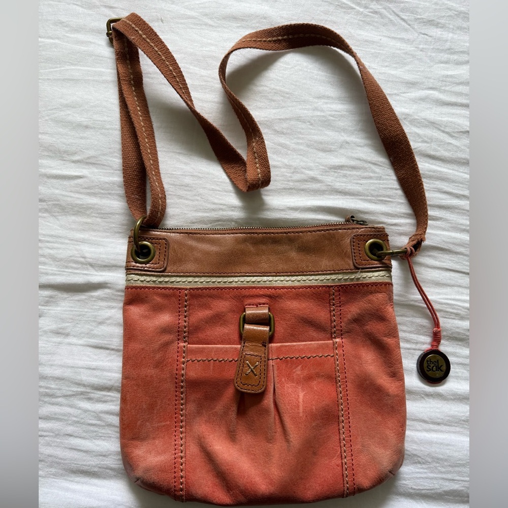 The Sak Pink and Brown Crossbody Bag with Adjustable Strap